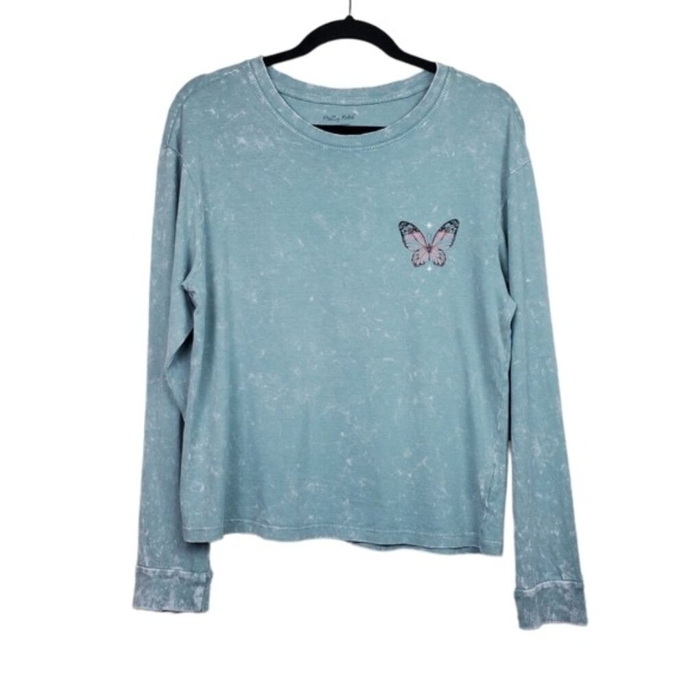 Pretty Rebel Womens Long Sleeve Moon Butterfly Graphic T-Shirt Size S NWT